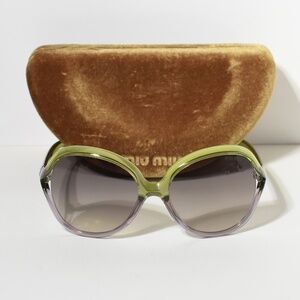 Miu Miu Sunglasses Green / Clear Round Frames NWOT